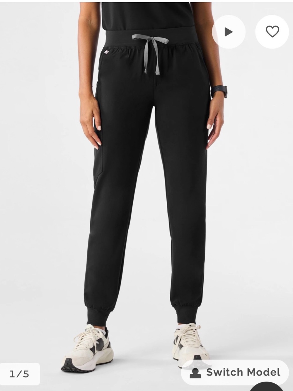 Figs Black Jogger Pants with Contrast Drawstring